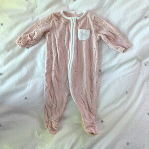 Baby Mori Clever Zip Footie Pajamas in Stardust size Newborn